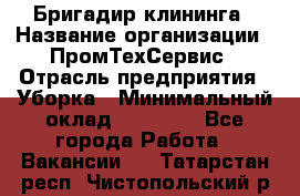 Бригадир клининга › Название организации ­ ПромТехСервис › Отрасль предприятия ­ Уборка › Минимальный оклад ­ 30 000 - Все города Работа » Вакансии   . Татарстан респ.,Чистопольский р-н